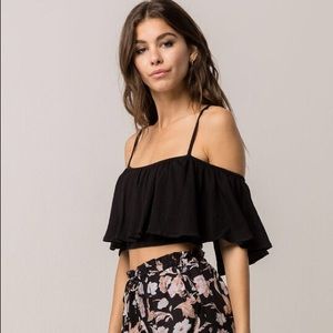 Life’s A Frill - Cold Shoulder Cropped Tank